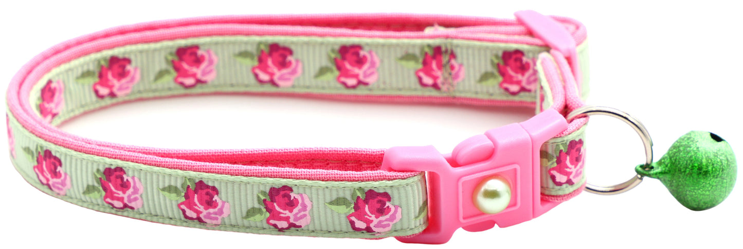 Pink Tea Party Roses Breakaway Cat Collar