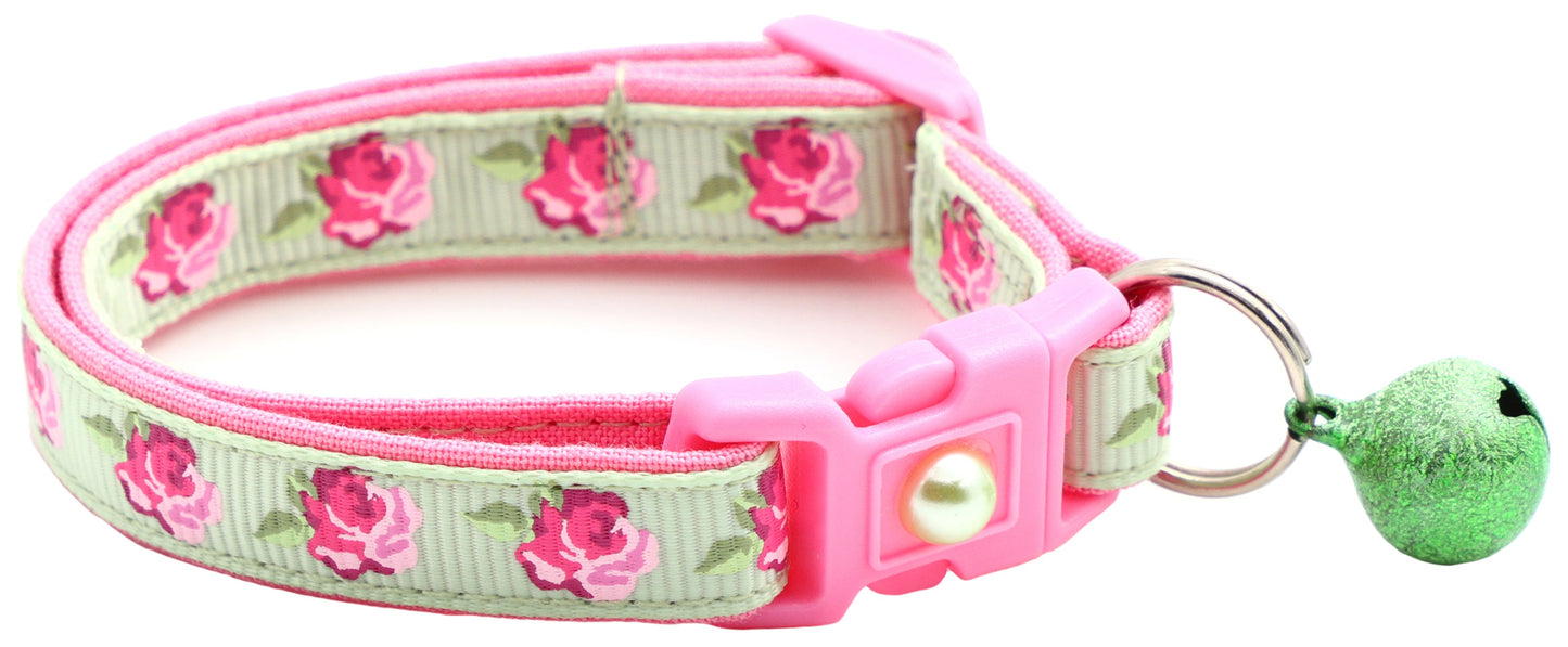 Pink Tea Party Roses Breakaway Cat Collar