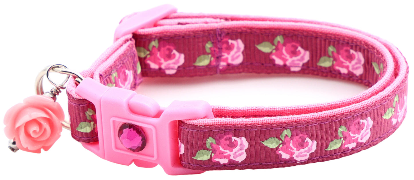 Pink Tea Party Roses Breakaway Cat Collar
