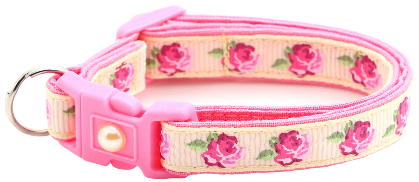 Pink Tea Party Roses Breakaway Cat Collar