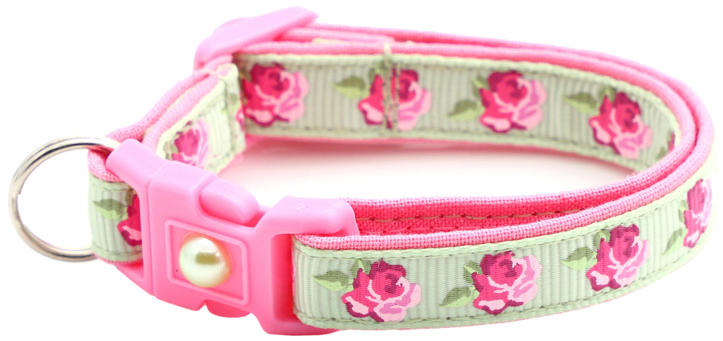 Pink Tea Party Roses Breakaway Cat Collar