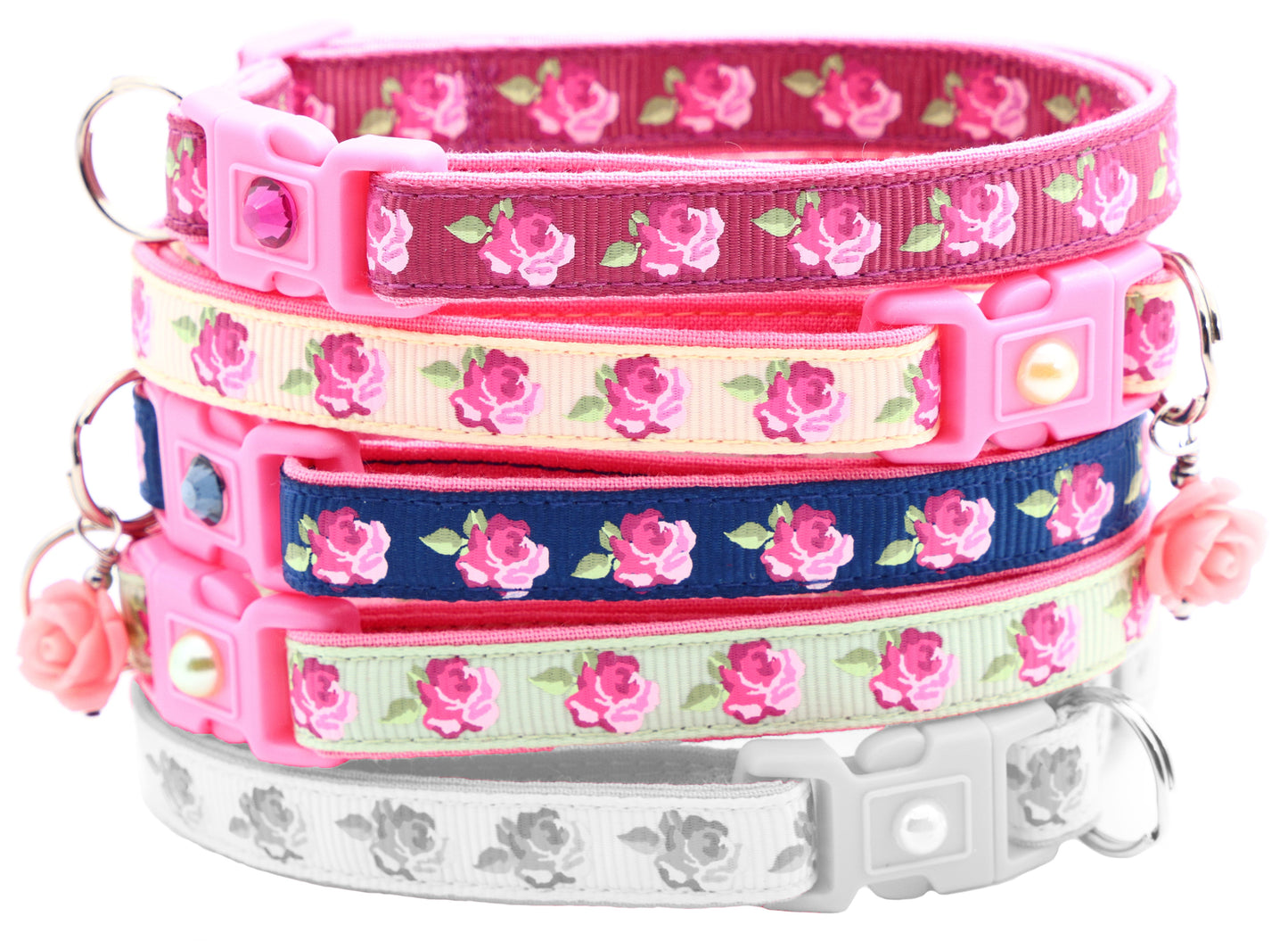 Pink Tea Party Roses Breakaway Cat Collar
